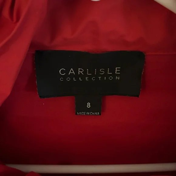 Carlisle Red Ruffled Trench Coat - Picture 2 of 7